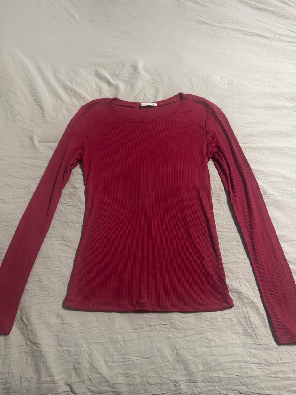 Active Basic Long-Sleeve Ribbed Top - Wine